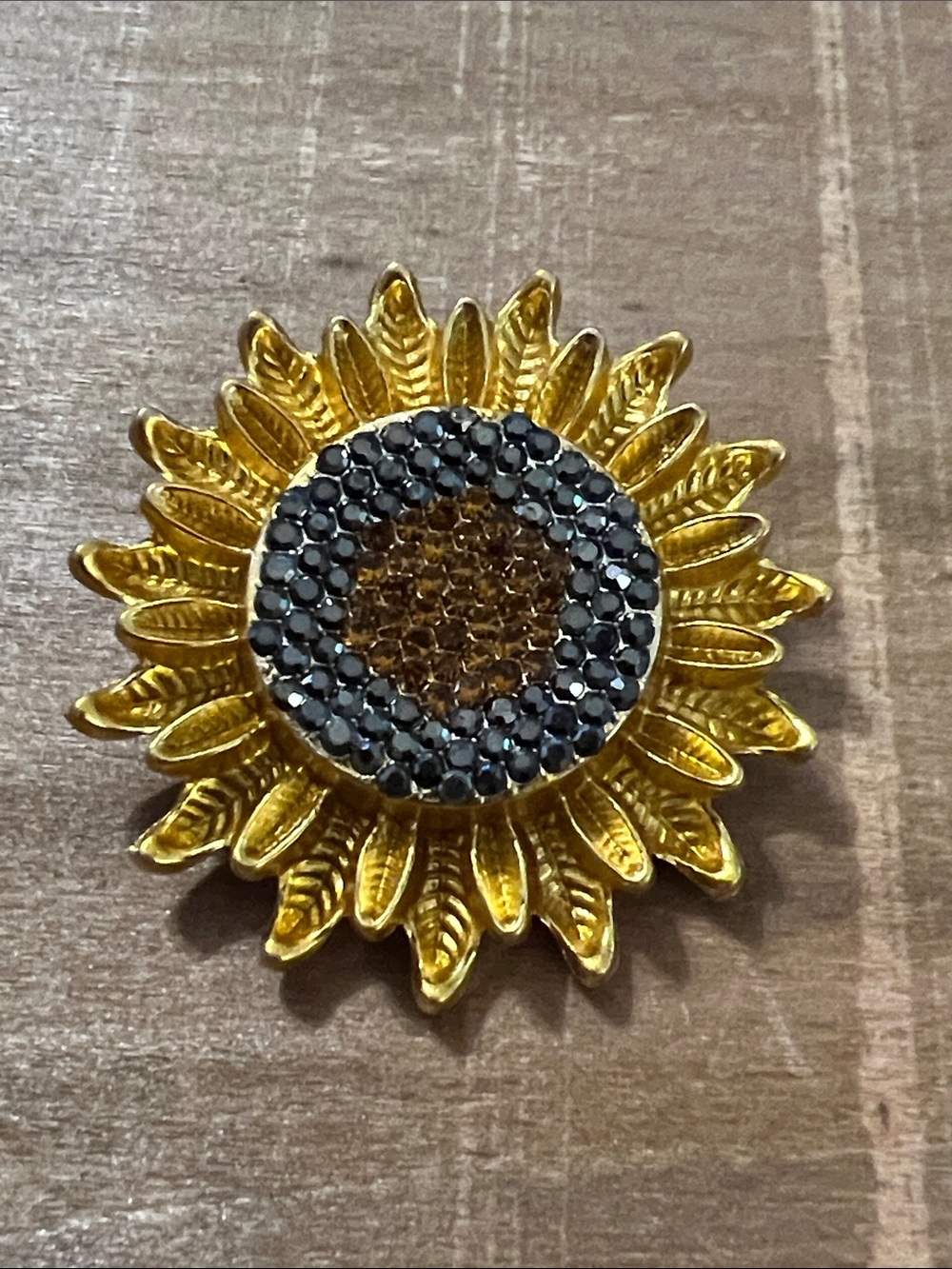 3/$18 Gold Sunflower Crystal Brooch - Lot 216
